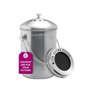 EPICA Countertop Compost Bin Kitchen | 1.3 Gallon | Odorless Composting Bin with Carbon Filters | Indoor Compost Bin with Lid | Stainless Steel Kitchen Composter for Food Scraps & Waste Recycling
