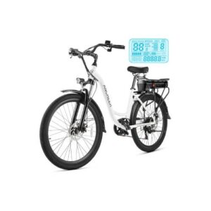 ANCHEER Electric Bike for Adults, 48V 500Wh EBike, UP to 60 Miles, Removable Battery, Fast-Charge, 26" Commuter Electric Bicycles, 7-Speed, LCD Digital Display, Suspension Fork, Cruise Control, UL2849